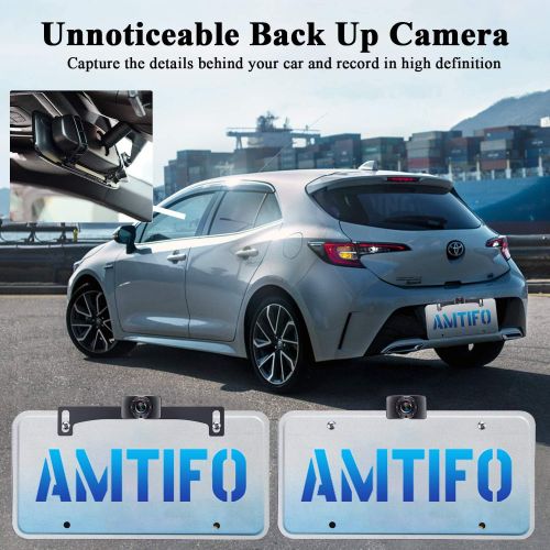  [아마존베스트]AMTIFO A1 HD 1080P Backup Camera,4.3 Mirror Monitor Licence Plate Rear View Hitch Camera,Easy Installation Rear/Front View Camera System for Cars,Minivans,SUVs,Trucks