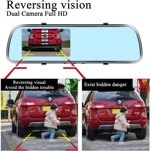  [아마존베스트]AMTIFO A1 HD 1080P Backup Camera,4.3 Mirror Monitor Licence Plate Rear View Hitch Camera,Easy Installation Rear/Front View Camera System for Cars,Minivans,SUVs,Trucks