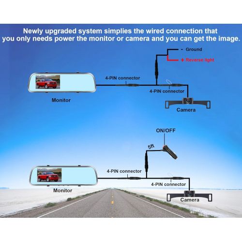  [아마존베스트]AMTIFO A1 HD 1080P Backup Camera,4.3 Mirror Monitor Licence Plate Rear View Hitch Camera,Easy Installation Rear/Front View Camera System for Cars,Minivans,SUVs,Trucks