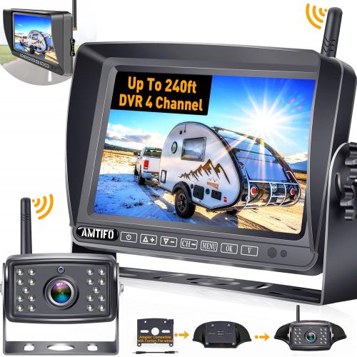  [아마존베스트]AMTIFO A5 HD 1080P Digital Wireless Backup Camera with 5 Monitor System ForTruck,RV,Motorhome,Trailer High-Speed Observation Camera Adjustable Rear/Front View, Guide Lines ON/Off,I