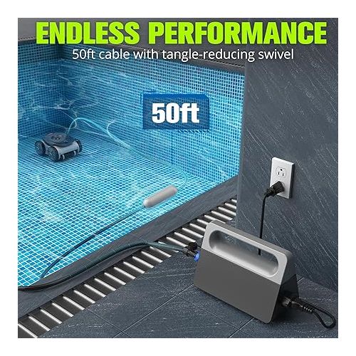  Espier Robotic Pool Cleaner up to 50 FT, AI-Assisted Mapping, Self-Parking, APP Control, Continuous Operation, Automatic Pool Vacuum Ideal for Inground Pools