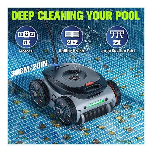  Espier Robotic Pool Cleaner up to 50 FT, AI-Assisted Mapping, Self-Parking, APP Control, Continuous Operation, Automatic Pool Vacuum Ideal for Inground Pools