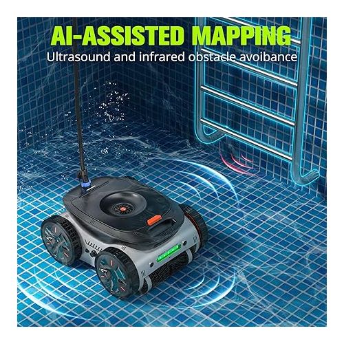  Espier Robotic Pool Cleaner up to 50 FT, AI-Assisted Mapping, Self-Parking, APP Control, Continuous Operation, Automatic Pool Vacuum Ideal for Inground Pools