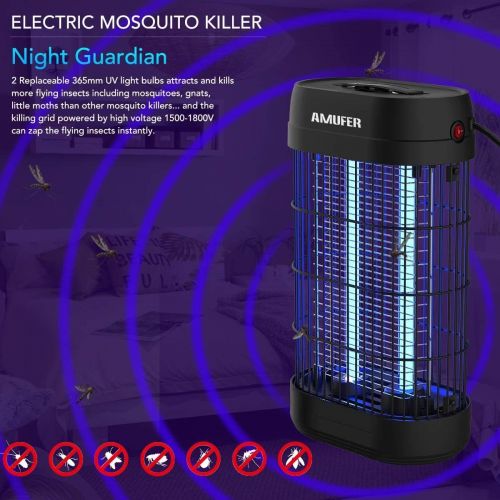  AMUFER Bug Zapper, Electronic Fly & Mosquito Killer, Powerful 1800V Grid UV Trap Light with Hanger,18W Indoor Large Area Insect Catcher - for Indoor Bedrooms and Gardens