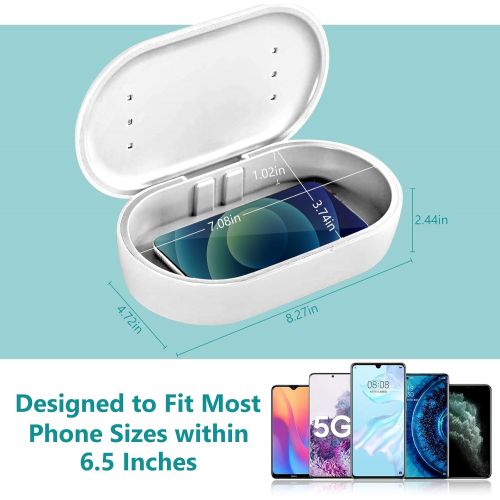  AMUFER Phone Sanitizer Box & 10W Max Fast Wireless Charger, 2/10 Mins Fast UV Phone Sanitizer Box , 3 in 1 Phone Sanitizer with Aroma Diffuser for Cell Phone, Watches, Jewelry, Glasses,Ke