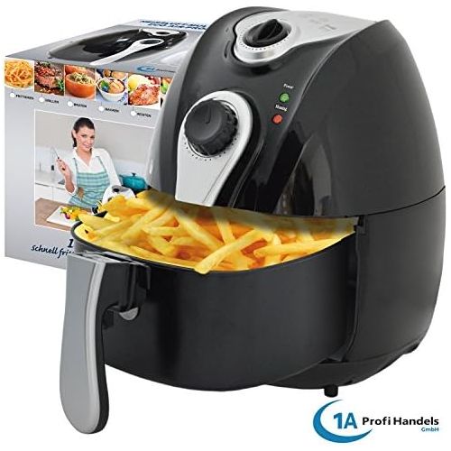  AMUR Heissluft Fritteuse ohne Fett fuer leckeres, gesundes frittieren ohne OEl - Heissluftofen - Mini Backofen  Timer Grill - Heissluftftitteuse mit 2,7L-Einsatz - kinderleichte Bedinung