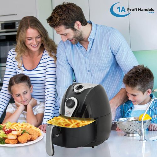  AMUR Heissluft Fritteuse ohne Fett fuer leckeres, gesundes frittieren ohne OEl - Heissluftofen - Mini Backofen  Timer Grill - Heissluftftitteuse mit 2,7L-Einsatz - kinderleichte Bedinung