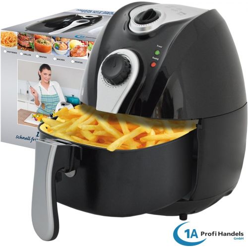  AMUR Heissluft Fritteuse ohne Fett fuer leckeres, gesundes frittieren ohne OEl - Heissluftofen - Mini Backofen  Timer Grill - Heissluftftitteuse mit 2,7L-Einsatz - kinderleichte Bedinung