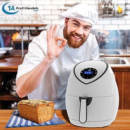  Amur FRITTEUSE OHNE FETT HEISSLUFT-FRITTEUSE DIGITAL MULTI FRITTEUSE HEISSLUFT ECO-AIR-PROFI DC-1400W mit Brotbackkorb (weiss, digitales Touch-Bedienfeld)