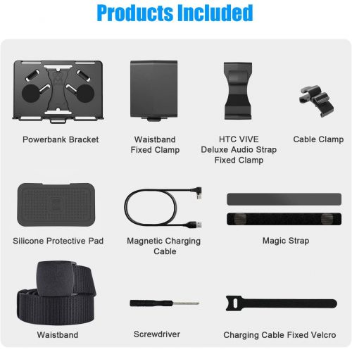  [아마존베스트]AMVR Powerbank Fixing Bracket, Battery Holder for Oculus Quest, Quest 2 or Vive Deluxe Audio Strap, Fixed on The VR Headset Strap or on The Waist, Compatibly Multiple Sizes Mobile