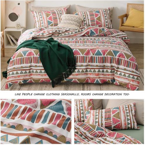  AMWAN Floral Printed Queen Size Quilt Set Home Antique Chic Reversible Quilt Bedspread Set 100% Cotton Flower Birds Print Luxury Quilt Set Full Queen with 2 Pillow Shams Vintage Gi