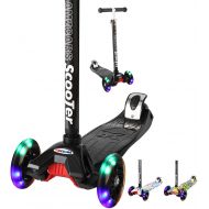 AMZCARS Kick Scooter for Kids, 3 Wheels Toddlers Scooter for 3 4 5 6 Years Old Boys Girls Learn to Steer, Kids Scooter 4 Adjustable Height, Extra-Wide Deck, Flashing Wheel Lights for Child