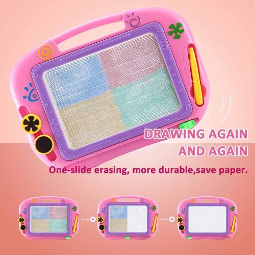  [아마존베스트]AMZCARS Magnetic Drawing Board Gifts for Toddlers,Kids Travel Doodle Board Toys for Age 3 4 Year Old Girls,A Etch Toddler Sketching Pad for Learning and Painting,Great Birthday Pre