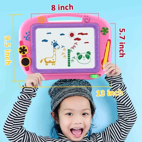  [아마존베스트]AMZCARS Magnetic Drawing Board Gifts for Toddlers,Kids Travel Doodle Board Toys for Age 3 4 Year Old Girls,A Etch Toddler Sketching Pad for Learning and Painting,Great Birthday Pre