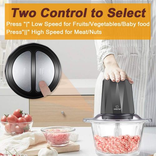  AMZCHEF Amzchef electric chopper multi universal chopper for fruit, vegetables and meat, strong engine, food grade glass container 1.8 L