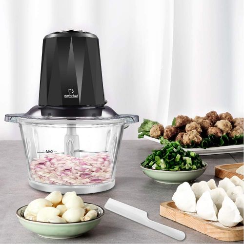  AMZCHEF Amzchef electric chopper multi universal chopper for fruit, vegetables and meat, strong engine, food grade glass container 1.8 L