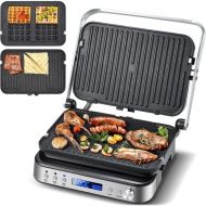 AMZCHEF 2000 W 3 in 1 Contact Grill/Sandwich Maker/Waffle Iron/Low fat Grilling/Panini, Steak/180° Table Grill with 4 Non Stick Coated Grill Plates and Waffle Plates/LED Indicator