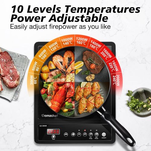  [아마존베스트]Sensitive touch control, induction hob, Amzchef single induction hob, ultra-thin portable design.