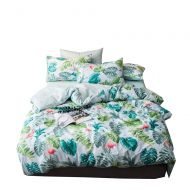 AMZTOP 【Latest Arrival】 Comforter Cover Queen Tropical Duvet Cover Green Botanical Duvet Cover Full Leaves Comforter Cover Bed Set Lightweight Soft for Kids Children Boys Girls,NO