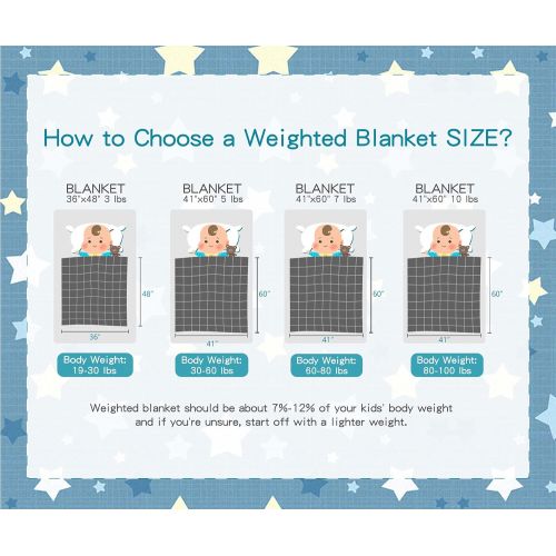  [아마존베스트]AN Todder Weighted Blanket (3 lbs, 36” x 48”, Throw Size) Premium Cotton with Natural Glass Beads