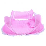 AN MING Baby Travel Bed,Baby Bed Portable Foldable Baby Crib Baby Tent with Mosquito Net Pink