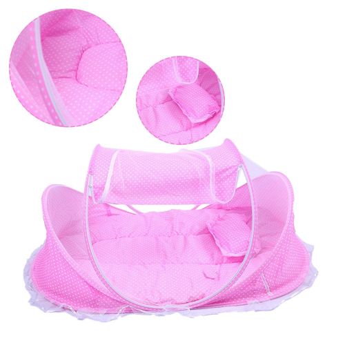 AN MING Baby Travel Bed,Baby Bed Portable Foldable Baby Crib Baby Tent with Mosquito Net Pink