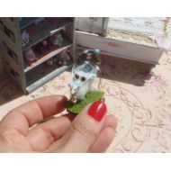 ANABELAMINIATURES OOAK-Dollhouse little doll riding a sheep. 1:12 miniature children toys. Miniature toys and dolls for dollhouse collectors.