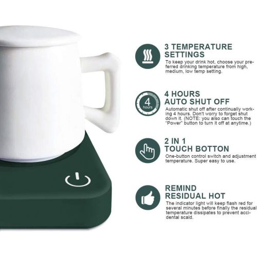  Mug Warmer for Desk, Coffee Mug Warmer with Auto Shut Off, ANBANGLIN Coffee Warmer for Coffee Milk Tea, Candle Wax Cup Warmer Heating Plate (Green--NO Mug)