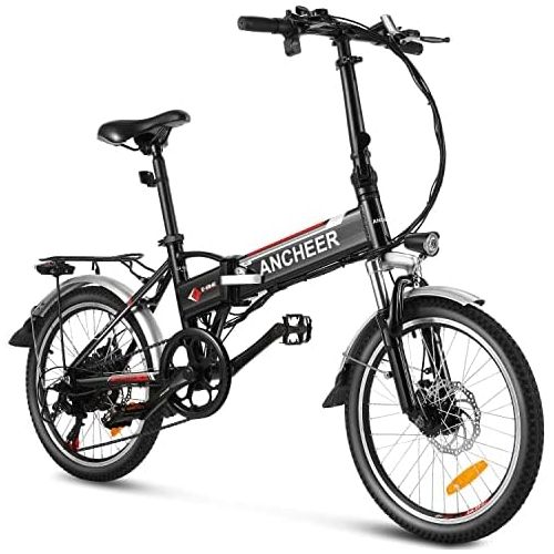 ANCHEER Elektrofahrrad Faltbares Mountainbike, 26/20 Zoll Reifen Elektrisches Fahrrad Ebike mit 250W buerstenlosem Motor und 36V 8Ah Lithium-Batterie Shimano 21/7/3-Gang