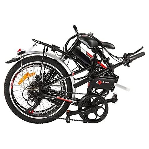  ANCHEER Elektrofahrrad Faltbares Mountainbike, 26/20 Zoll Reifen Elektrisches Fahrrad Ebike mit 250W buerstenlosem Motor und 36V 8Ah Lithium-Batterie Shimano 21/7/3-Gang