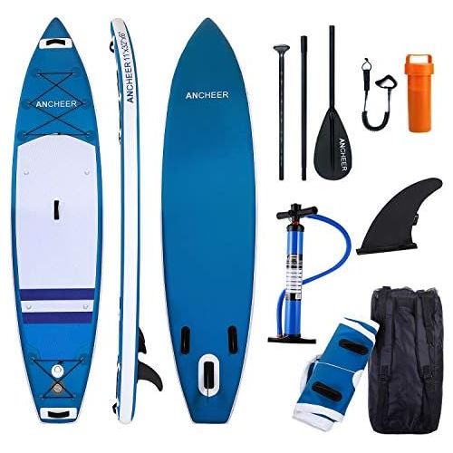  [아마존베스트]ANCHEER Inflatable Stand Up Paddle Board 10, Non-Slip Deck(6 Inches Thick), iSUP Boards Package w/Adjustable Paddle, Leash, Hand Pump and Backpack, Youth & Adult