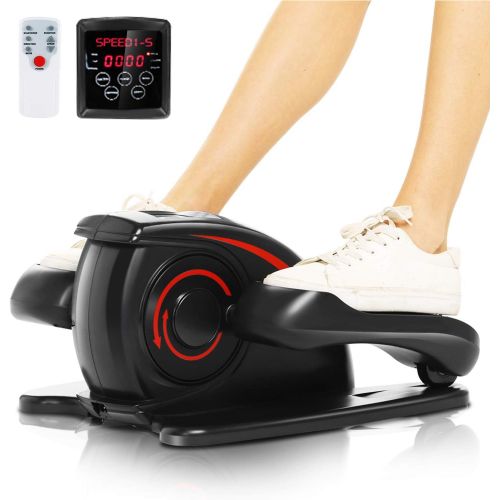  ANCHEER Under Desk Electric Mini Elliptical Machine, Remote Control Portable Exercise Elliptical Trainer with Large Pedal, LCD Monitor Compact Trainer for Home & Office Gym