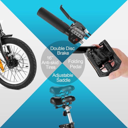  ANCHEER Folding Electric Commuter Bike, 16 City Ebike with 8Ah Removable Lithium-Ion Battery Electric Bicycles