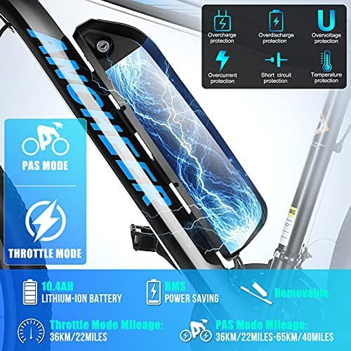  ANCHEER 350/500W Electric Bike 26/27.5 Adults Electric Bicycle/Electric Mountain Bike, 20MPH Ebike with Removable 7.8/10/10.4Ah Battery, Professional 21/24 Speed Gears