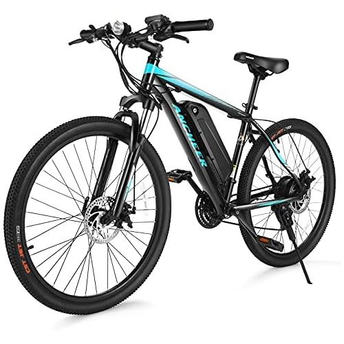  ANCHEER 350/500W Electric Bike 26/27.5 Adults Electric Bicycle/Electric Mountain Bike, 20MPH Ebike with Removable 7.8/10/10.4Ah Battery, Professional 21/24 Speed Gears