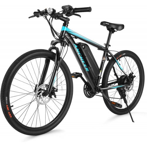  ANCHEER 350/500W Electric Bike 26/27.5 Adults Electric Bicycle/Electric Mountain Bike, 20MPH Ebike with Removable 7.8/10/10.4Ah Battery, Professional 21/24 Speed Gears