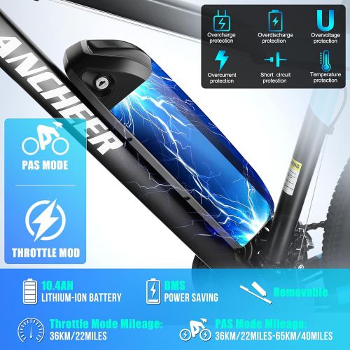  ANCHEER 350/500W Electric Bike 27.5 Adults Electric Commuter Bike/Electric Mountain Bike, 36/48V Ebike with Removable 10/10.4Ah Battery, Professional 21/24 Speed Gears