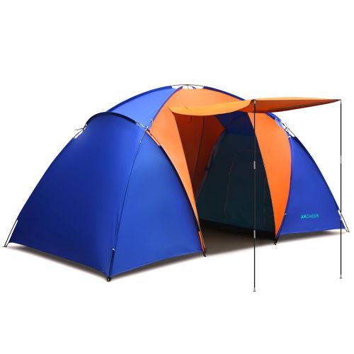  ANCHEER Ancheer Family Tent 2 Room 2-4 Person Waterproof Camping Tent Easy Setup Beach Tent 4 Season Tent with Carry Bag