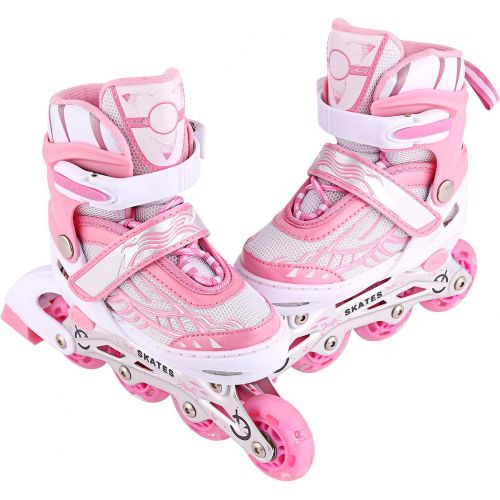  ANCHEER Inline Skates Kids Roller Skates for Women Girls Quad Skate Adjustable Boys Kid Rollerblades Toddlers Youth Outdoor Size 12-8 Christmas Birthday Gifts