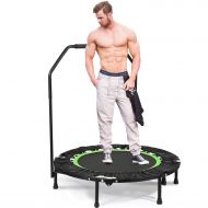 ANCHEER Fitness Exercise Trampoline with Handle Bar, 40 Foldable Rebounder Cardio Workout Training for Adults or Kids (Max. Load 300lbs, Zero Stretch Jump Mat)