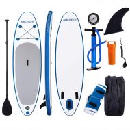 ANCHEER Inflatable Stand Up Paddle Board 10 with Non-Slip Deck, iSUP Boards w/Complete KIT, Adjustable Paddle, Leash, Fin, Hand Pump and Backpack,Youth & Adult