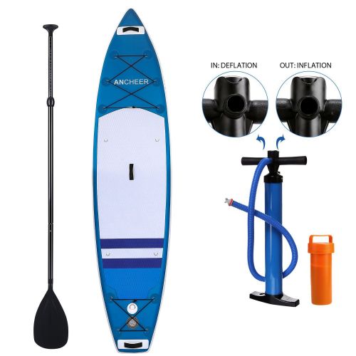  ANCHEER Inflatable Stand Up Paddle Board 10, iSUP Package w/Adjustable Paddle, Leash, Pump and Backpack