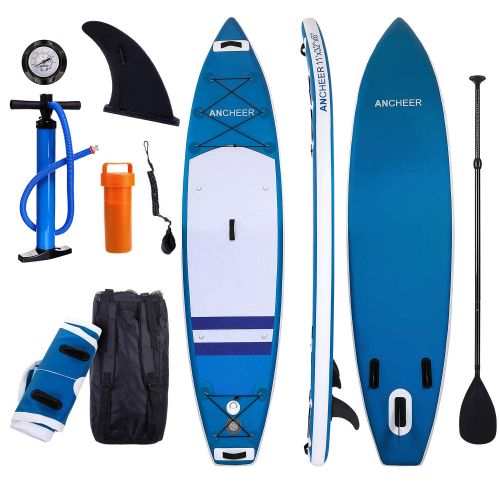  ANCHEER Inflatable Stand Up Paddle Board 10, iSUP Package w/Adjustable Paddle, Leash, Pump and Backpack