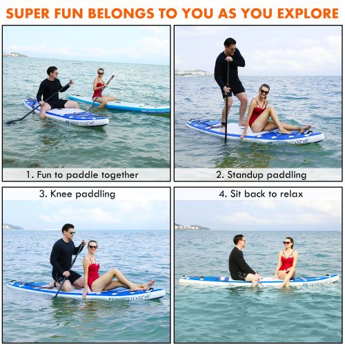  ANCHEER Inflatable Stand Up Paddle Board 10, iSUP Package w/Adjustable Paddle, Leash, Pump and Backpack