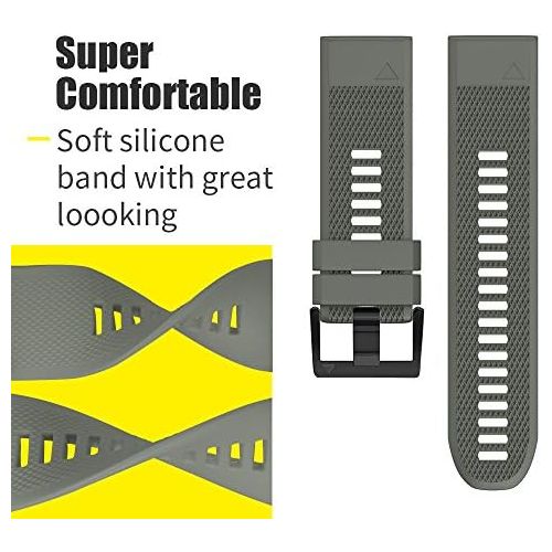  [아마존베스트]ANCOOL Compatible with Fenix 5 Band Easy Fit 22mm Width Soft Silicone Watch Bands Replacement for Fenix 5/Fenix 5 Plus/Forerunner 935/Approach S60/Quatix 5