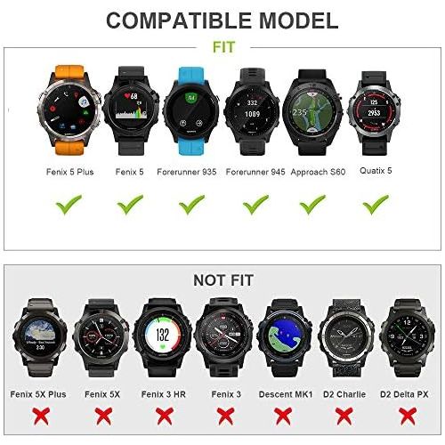  [아마존베스트]ANCOOL Compatible with Fenix 5 Band Easy Fit 22mm Width Soft Silicone Watch Bands Replacement for Fenix 5/Fenix 5 Plus/Forerunner 935/Approach S60/Quatix 5