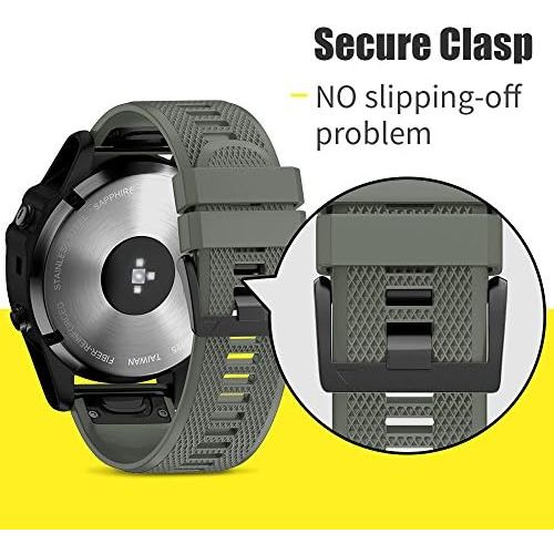  [아마존베스트]ANCOOL Compatible with Fenix 5 Band Easy Fit 22mm Width Soft Silicone Watch Bands Replacement for Fenix 5/Fenix 5 Plus/Forerunner 935/Approach S60/Quatix 5