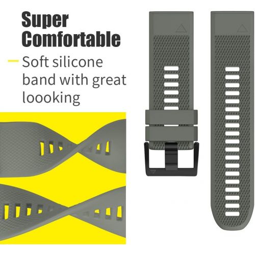  [아마존베스트]ANCOOL Compatible with Fenix 5 Band Easy Fit 22mm Width Soft Silicone Watch Bands Replacement for Fenix 5/Fenix 5 Plus/Forerunner 935/Approach S60/Quatix 5