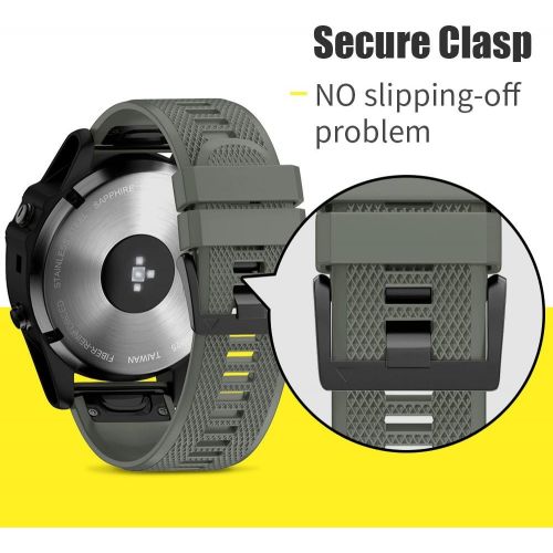  [아마존베스트]ANCOOL Compatible with Fenix 5 Band Easy Fit 22mm Width Soft Silicone Watch Bands Replacement for Fenix 5/Fenix 5 Plus/Forerunner 935/Approach S60/Quatix 5