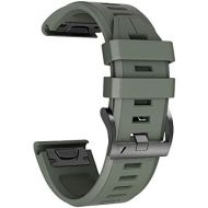[아마존베스트]ANCOOL Compatible Fenix 5X Plus Band 26mm Easy Fit Silicone Smartwatch Bands Replacement for Fenix 5X/Fenix 5X Plus/Fenix 3/Fenix 3 HR (Olive Green)